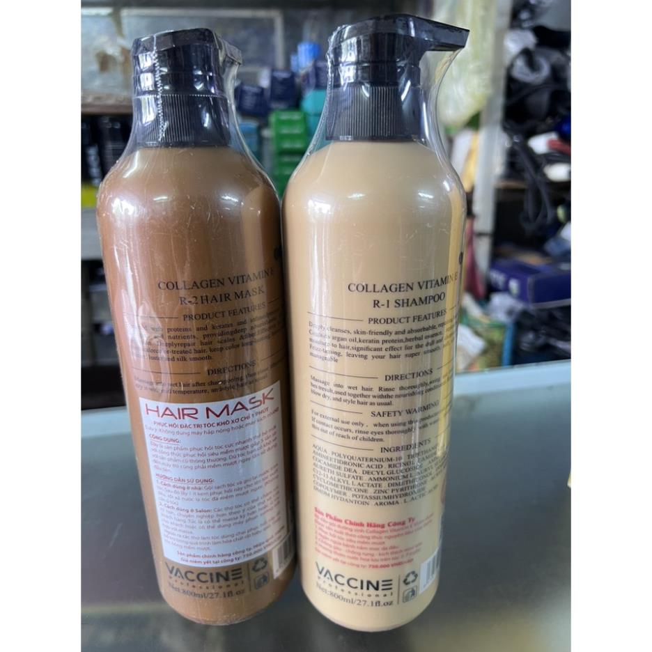Dầu Gội COLLAGEN VITAMIN E VACCINE 800ML X2 Hàng Chính Hãng