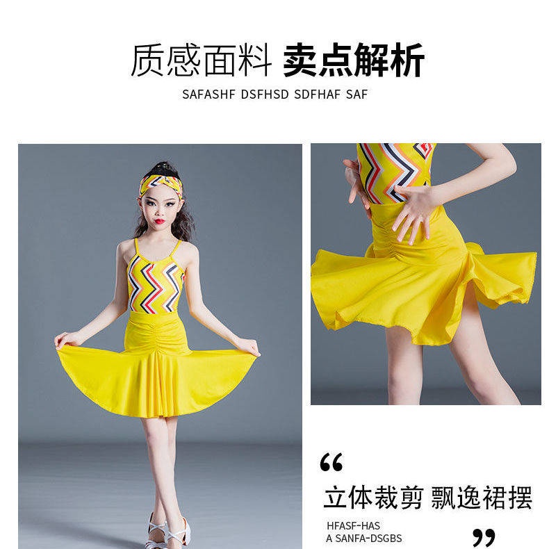 Bé gái váy latin Vớ Nhảy Latin & Nhảy Latin Cho Trẻ Em#Đầm Khiêu Vũ Hai Dây Xẻ Tà 39; s Thời Trang Mùa Hè Mới Cho Nữ