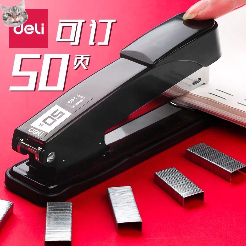 Deli Kim Loại Bấm 50 Trang Dày Chắc Chắn Cỡ Lớn Không. Dụng Cụ Bấm Ghim 12 Bước Có Thể Xoay Được Dùng Cho Học Sinh Trung Bình