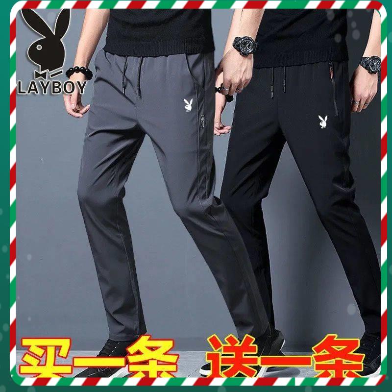 Quần Thể Thao Playboy Dáng Ôm Chất Lụa Lạnh Thời Trang Mùa Hè Phong Cách Hàn Quốc Cho Nam Giới