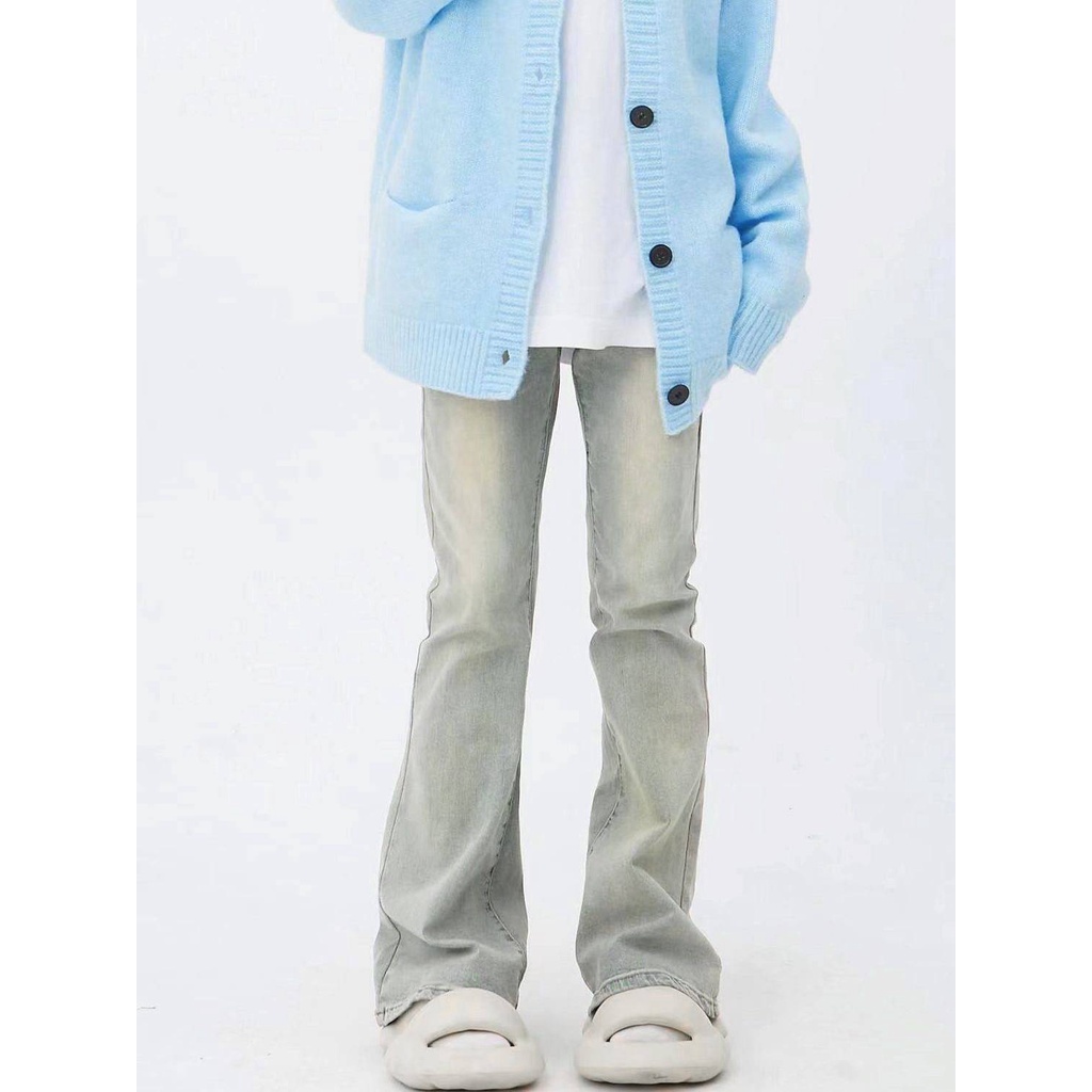 Màu Sắc Độc Đáo Phong Cách Mới 2022!Quần Denim Ống Loe Màu Vàng / Xanh Lá Thời Trang Thu Đông