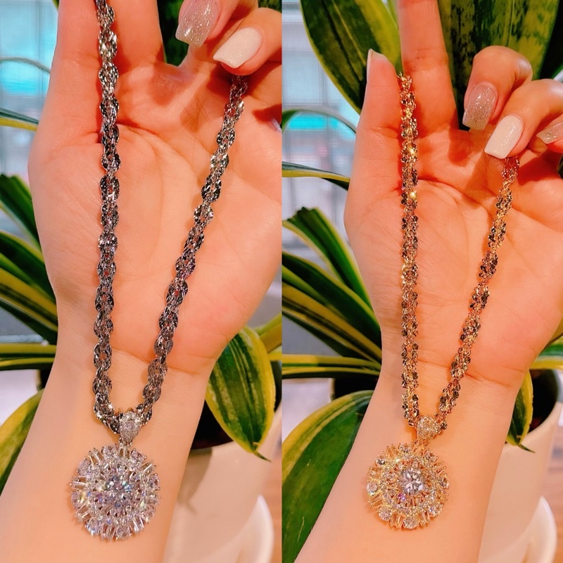 Dây chuyền Italy mặt hoa Hồng Xoàn Italy mạ bạch kim-vàng