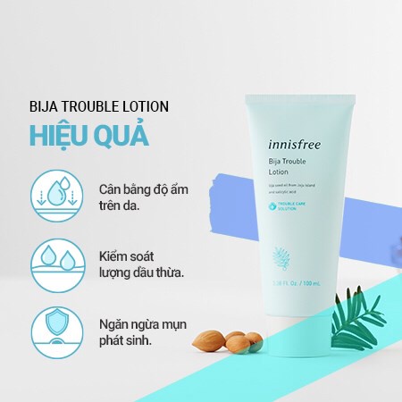 Sữa dưỡng dành cho da mụn từ Bija Innisfree Bija Trouble Lotion 100 ml