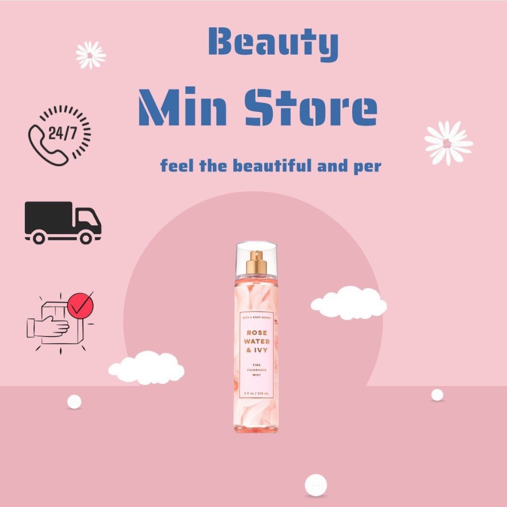 Xịt thơm toàn thân BBW ROSE WATER & IVY