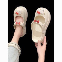 dép nữ cute dép lê Giày Cao Gót Đế Xuồng Đục Lỗ Hình Mèo Kawaii Nhật Bản Đáng Yêu Cho Nữ &#xăng đan Hai Cách Mang Ướt Mùa Hè 39; s Dễ Thương Cho Học Sinh