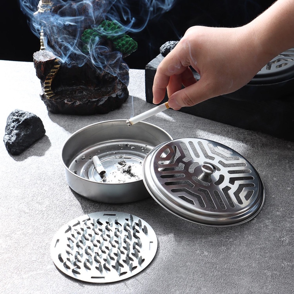 Hộp Đựng Nhang Muỗi Có Nắp Đậy- Khay Đựng Nhang Muỗi, Gạt Tàn Bằng Thép Không Gỉ An Toàn  -Lemarsx