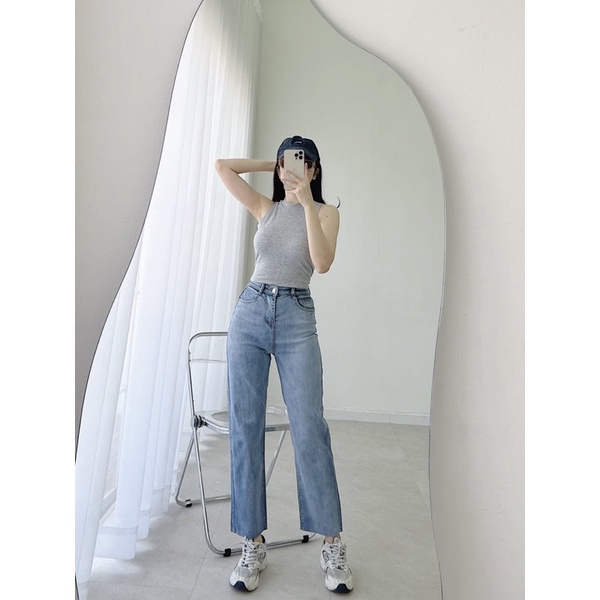 đc Hot Quần jean ống đứng nữ co dãn màu xanh DC c | BigBuy360 - bigbuy360.vn