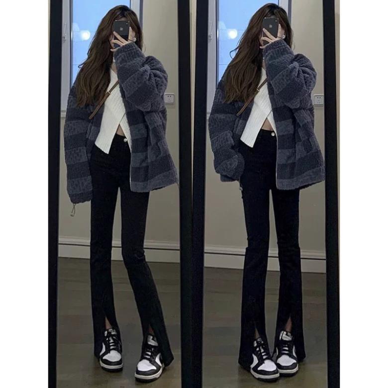 đc Hot Quần loe đen xẻ ống DC c