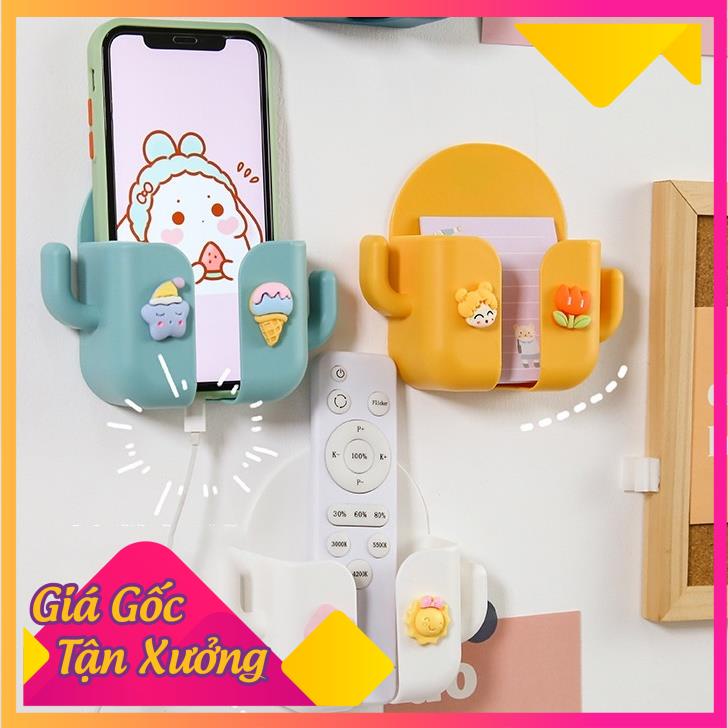 Kệ dán tường để remote điện thoại, đựng đồ đa năng có tai treo đồ, Móc dính tường để đồ siêu chắc chắn Molangshop