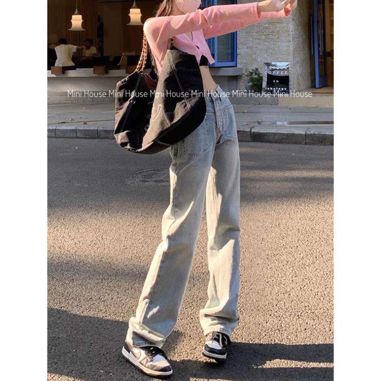 đc Hot Quần ống rộng màu sáng thiết kế túi vuông DC c