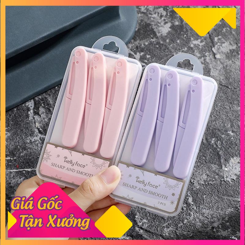 Sét 3 Dao Cạo, Tỉa Lông Mày, Chân Mày, Tóc Mái Tiện Lợi không gỉ nội địa Trung  -Lemarsx