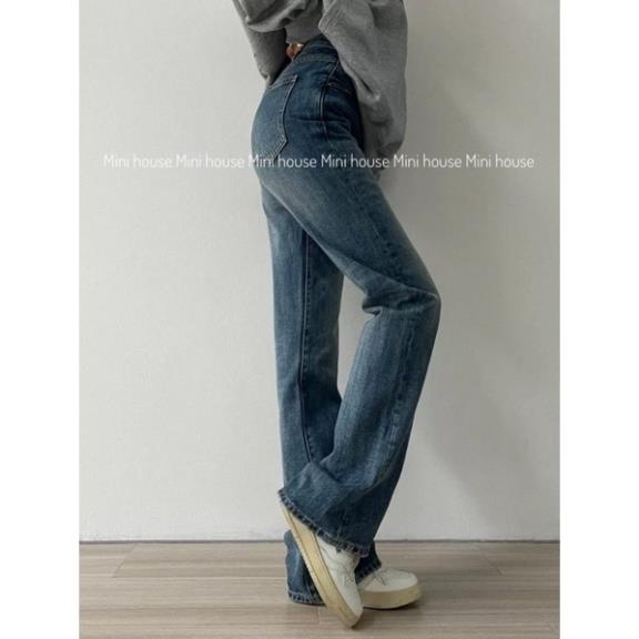 đc Hot [Mã FATRENDW3 giảm đến 30K đơn 99K] Quần jeans loe co dãn xanh đậm mài DC c