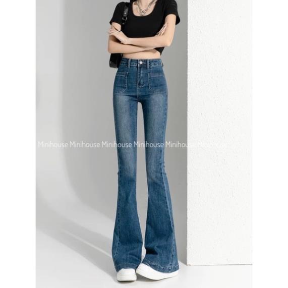 đc Hot Quần loe 2 túi mặt trước XANH ĐẬM DC c