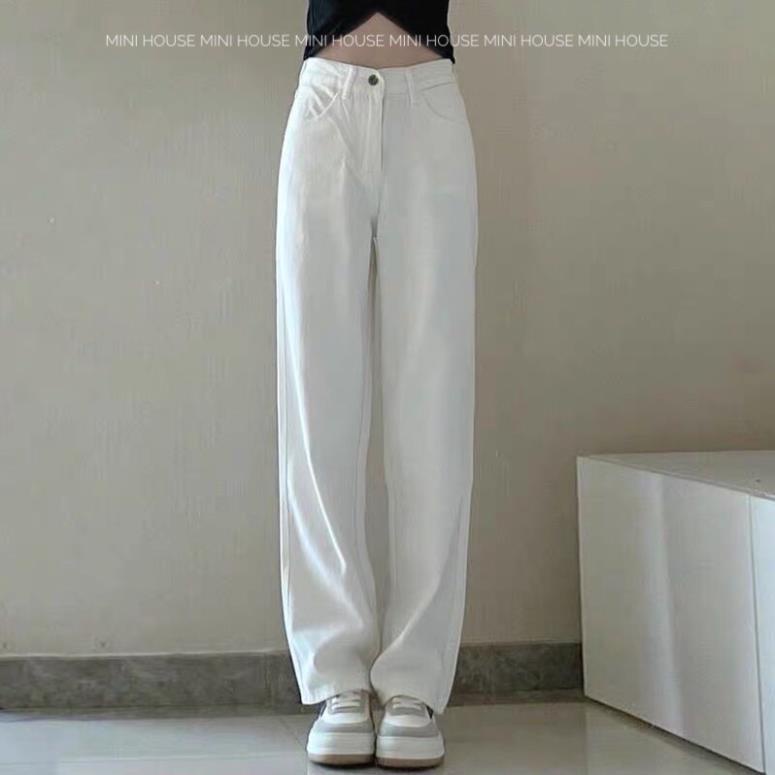 đc Hot Quần jean suông ống rộng cạp cao nữ màu trắng DC c | BigBuy360 - bigbuy360.vn