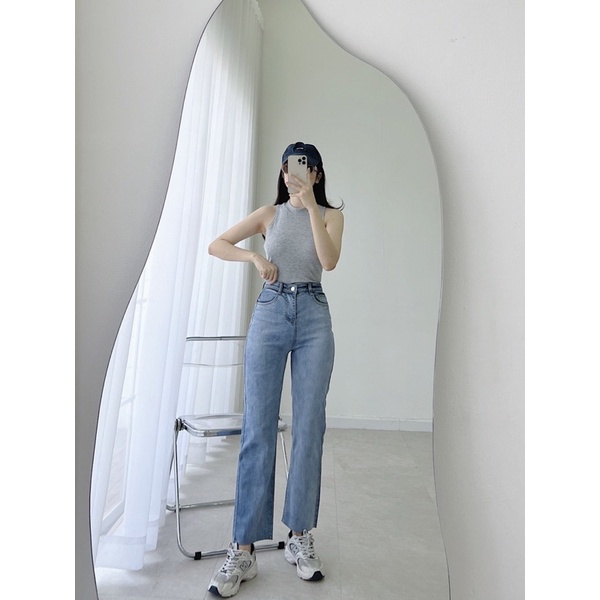 đc Hot Quần jean ống đứng nữ co dãn màu xanh DC c | BigBuy360 - bigbuy360.vn