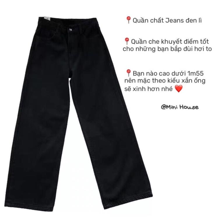 đc Hot  Quần jean ống rộng suông lưng cao màu đen DC c | BigBuy360 - bigbuy360.vn