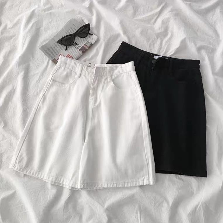 đc Hot Quần short jean ống rộng cạp cao đen trắng DC c | BigBuy360 - bigbuy360.vn