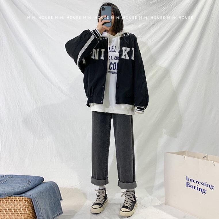 đc Hot Quần jean nữ lưng cao ống rộng màu xám khói DC c | BigBuy360 - bigbuy360.vn