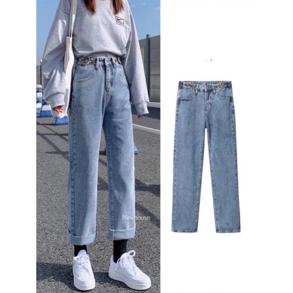 đc Hot [1m4-1m55]Quần ống rộng nấm lùn 3 cúc chỉnh eo xanh đậm DC c | BigBuy360 - bigbuy360.vn