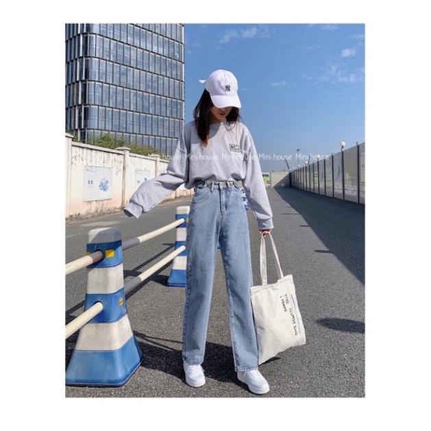 đc Hot [1m4-1m55]Quần ống rộng nấm lùn 3 cúc chỉnh eo xanh đậm DC c | BigBuy360 - bigbuy360.vn