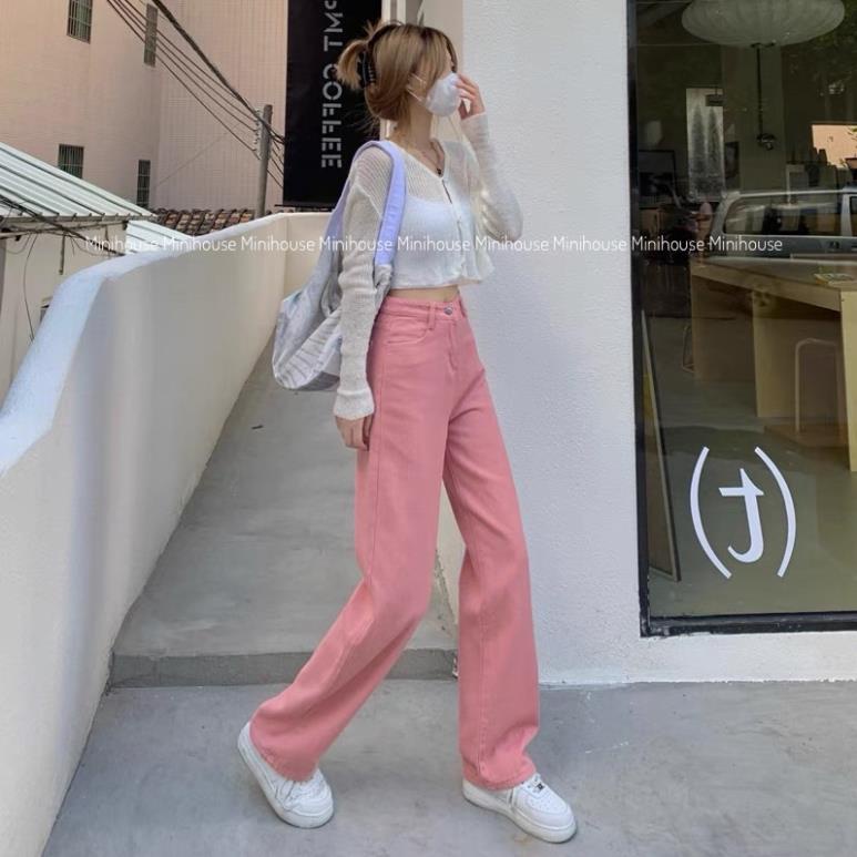 đc Hot Quần jean suông ống rộng cạp cao nữ màu trắng DC c | BigBuy360 - bigbuy360.vn