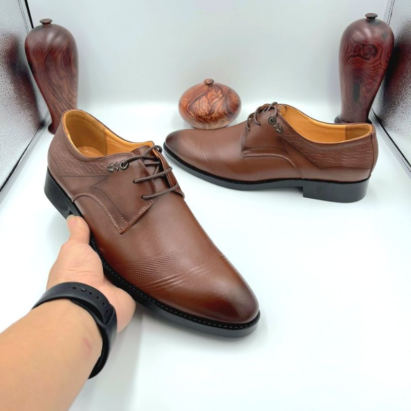 Giày Da Nam Buộc Dây Ahip Da Bò Thật Bảo hành 12 Tháng