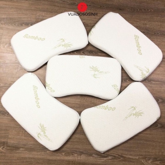 Gối cao su non Bamboo vải sợi tre có lỗ thông hơi chống ngạt cho bé