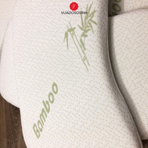 Gối cao su non Bamboo vải sợi tre có lỗ thông hơi chống ngạt cho bé