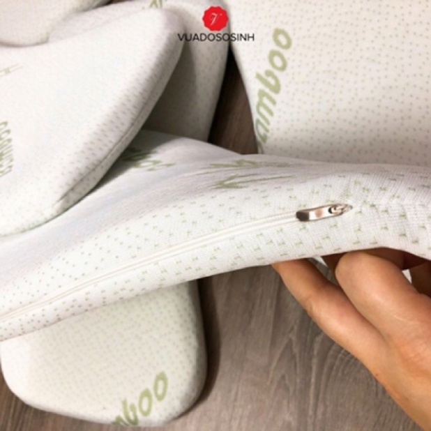 Gối cao su non Bamboo vải sợi tre có lỗ thông hơi chống ngạt cho bé