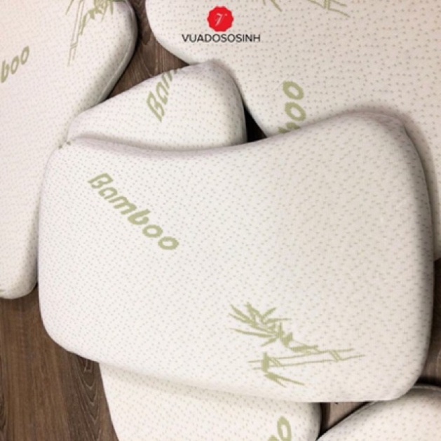 Gối cao su non Bamboo vải sợi tre có lỗ thông hơi chống ngạt cho bé