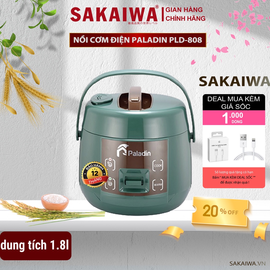 Nồi cơm điện paladin pld-808,dung tich 1.8l công nghệ NHẬT BẢN.
