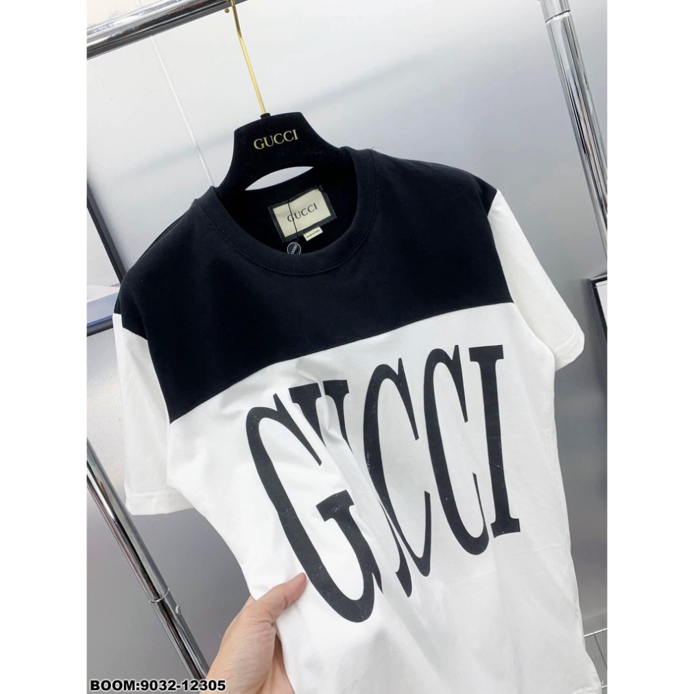 Áo thun Gucci phối 2 màu Trắng Đen cao cấp. Áo Phông In Chữ Gucci Trước Ngực Hotrend