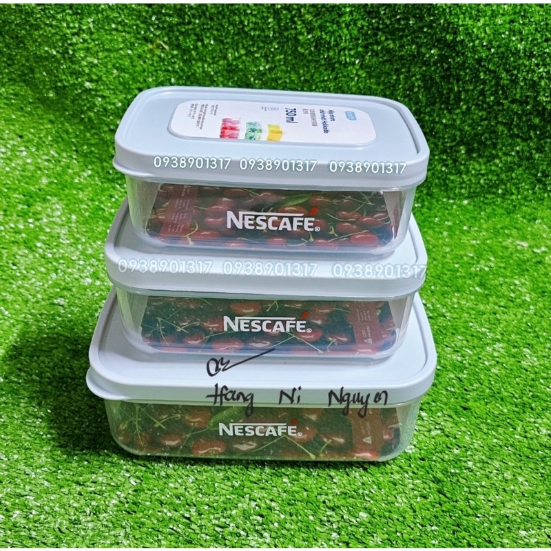 Bộ 3 hộp nhựa bảo quản thực phẩm Inochi 1500ml-1000ml-750ml (hàng khuyến mãi NesCafe)