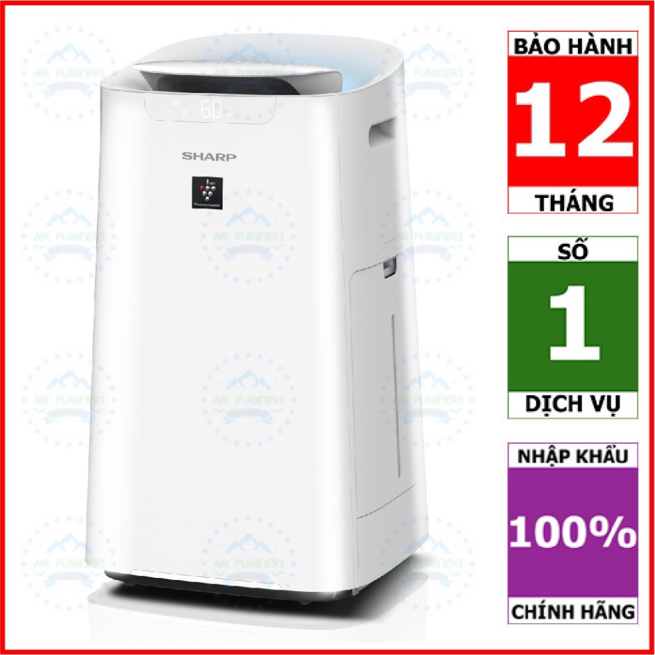 [ Máy lọc không khí và tạo ẩm Sharp KI-L60V-W (50m², hàng chính hãng, có kết nối điện thoại SmartPhone, tạo ẩm mạnh mẽ)