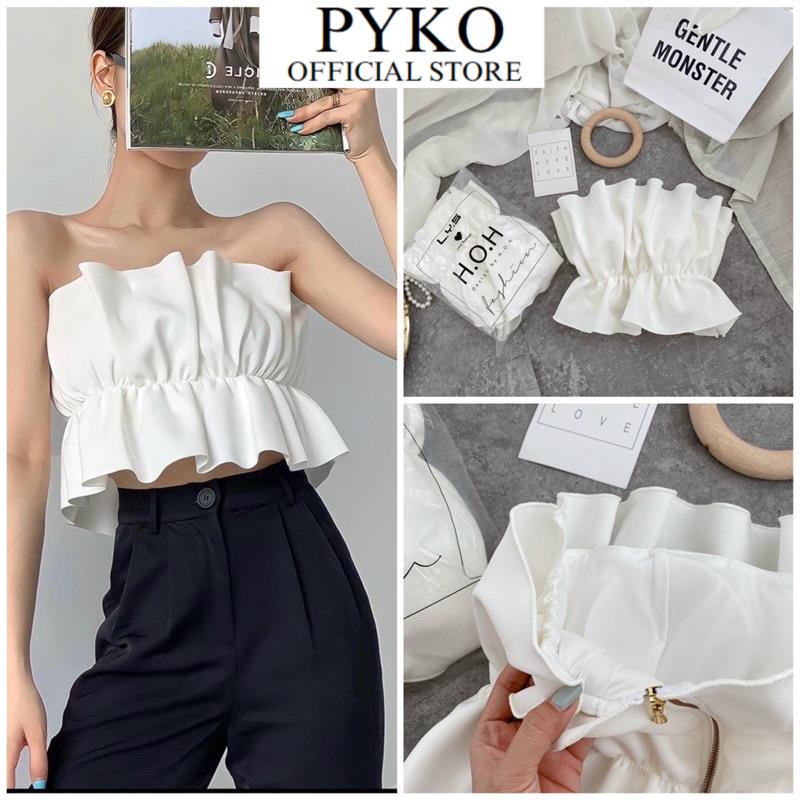 Áo Croptop Kiểu Áo Ống Quây Ngực Xếp Ly Dúm Eo Phong Cách Sang Chảnh Mới PYKO | BigBuy360 - bigbuy360.vn