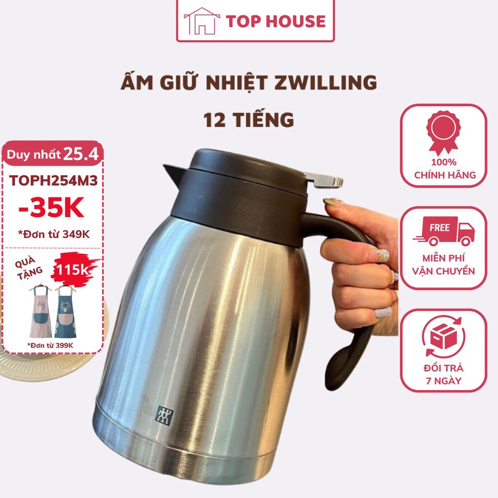 Bình giữ nhiệt ấm giữ nhiệt inox 304 nóng lạnh ZWILLING ĐỨC dung tích 2L fullbox giữ nhiệt 12 tiếng TOP HOUSE