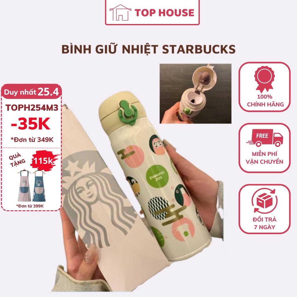 Bình giữ nhiệt ly giữ nhiệt nóng lạnh inox Starbucks Thermos dung tích 500ml hàng xuất xịn giữ nhiệt 8 tiếng Top House