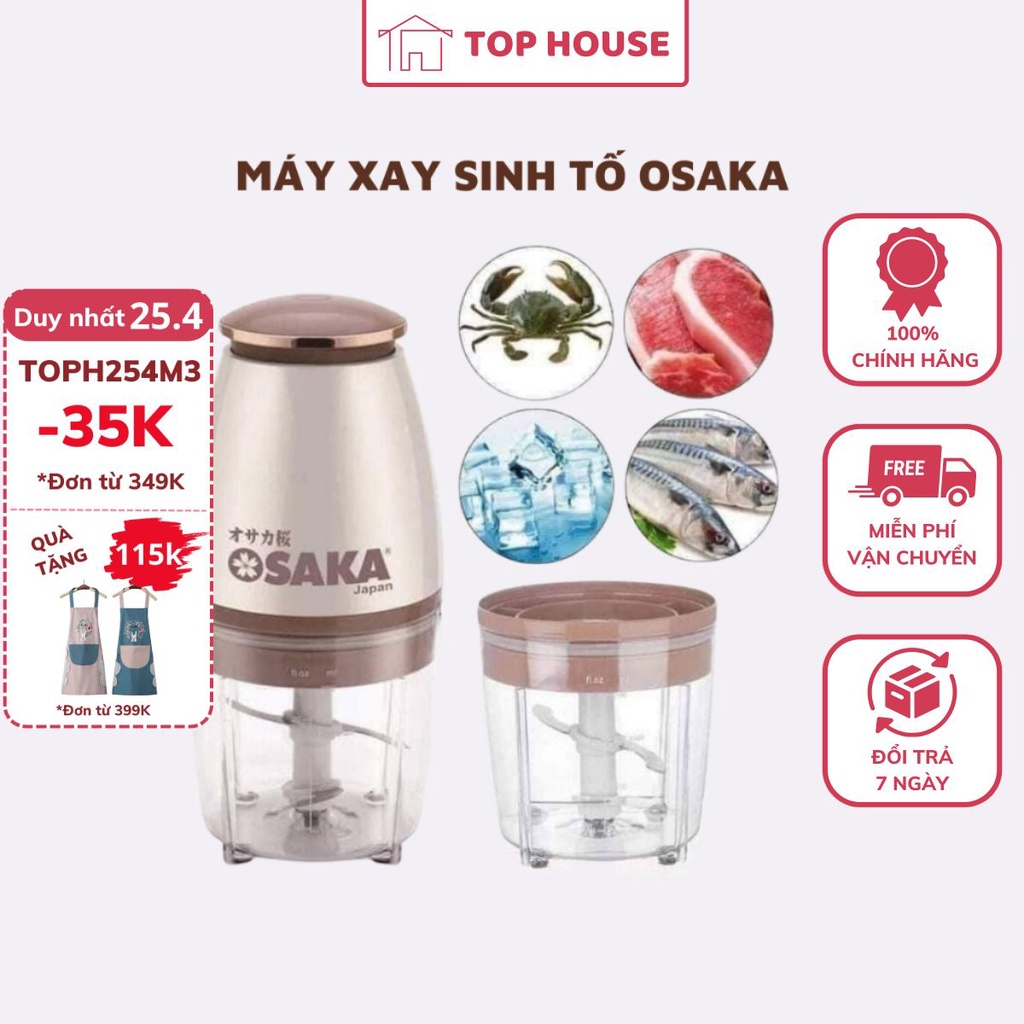 Máy xay sinh tố Cầm Tay Mini đa năng Osaka nắp đồng Máy Xay Thịt Cá Tỏi Ớt Đá Đồ Ăn Dặm 350W Top House