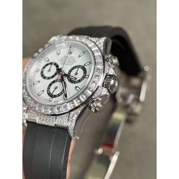 Đồng hồ nam cao cấp Rolex máy Thụy Sĩ size 41mm dây cao su full đá chạy full kim bảo hành 24 tháng