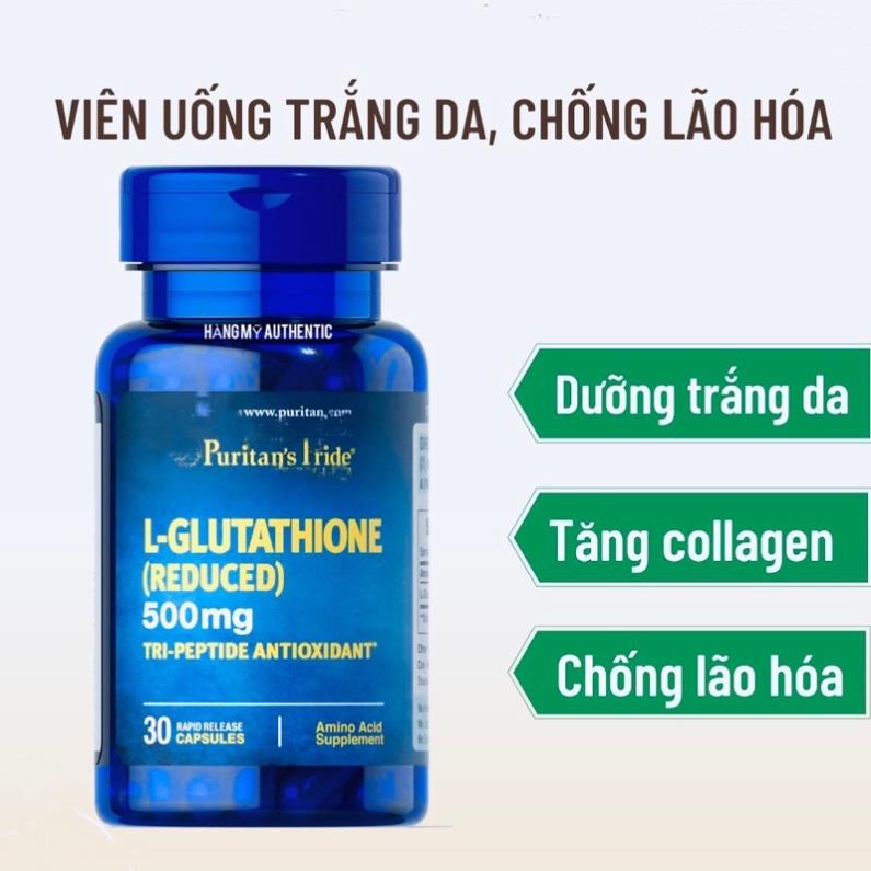 Viên uống trắng Glutathione chống lão hóa Puritan's Pride 500mg 30 viên