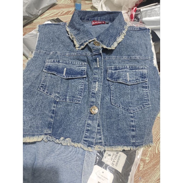 Áo Sơ Mi Jean Kiểu Sát Nách Dáng Croptop ,Áo Khoác Bò Gile Phong Cách Hàn Quốc (ẢNH THẬT)
