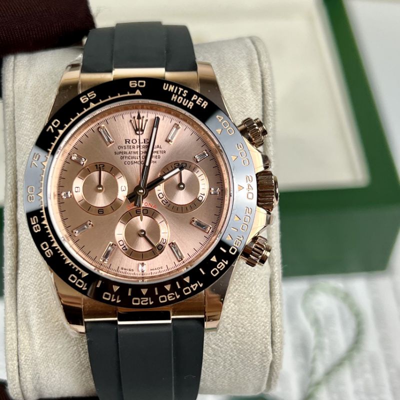 Đồng hồ nam cao cấp Rolex máy Thụy Sĩ chạy cơ size 40mm dây cao su chạy full kim bảo hành 2 năm