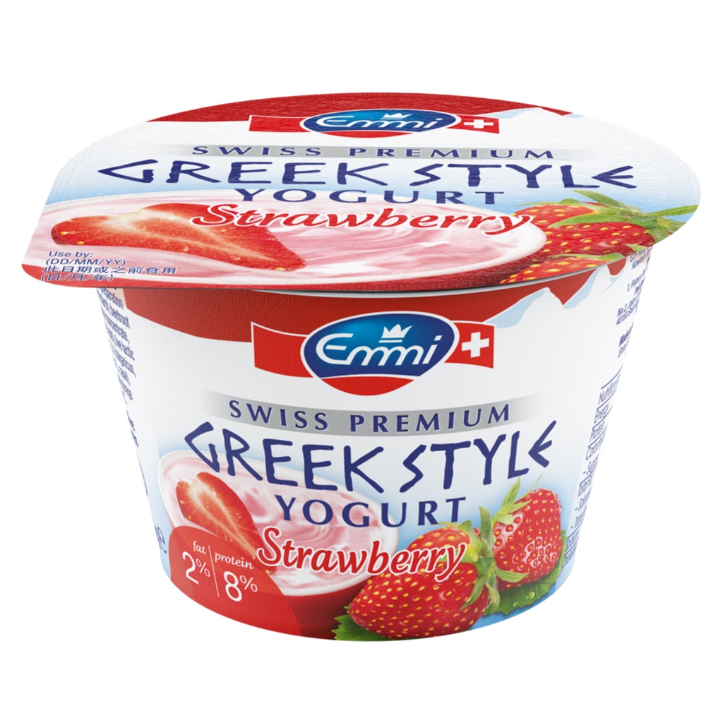 Sữa Chua Hy Lạp Dâu, Swiss Premium Greek Style Yogurt, Strawberry, 2% Fat  - EMMI
