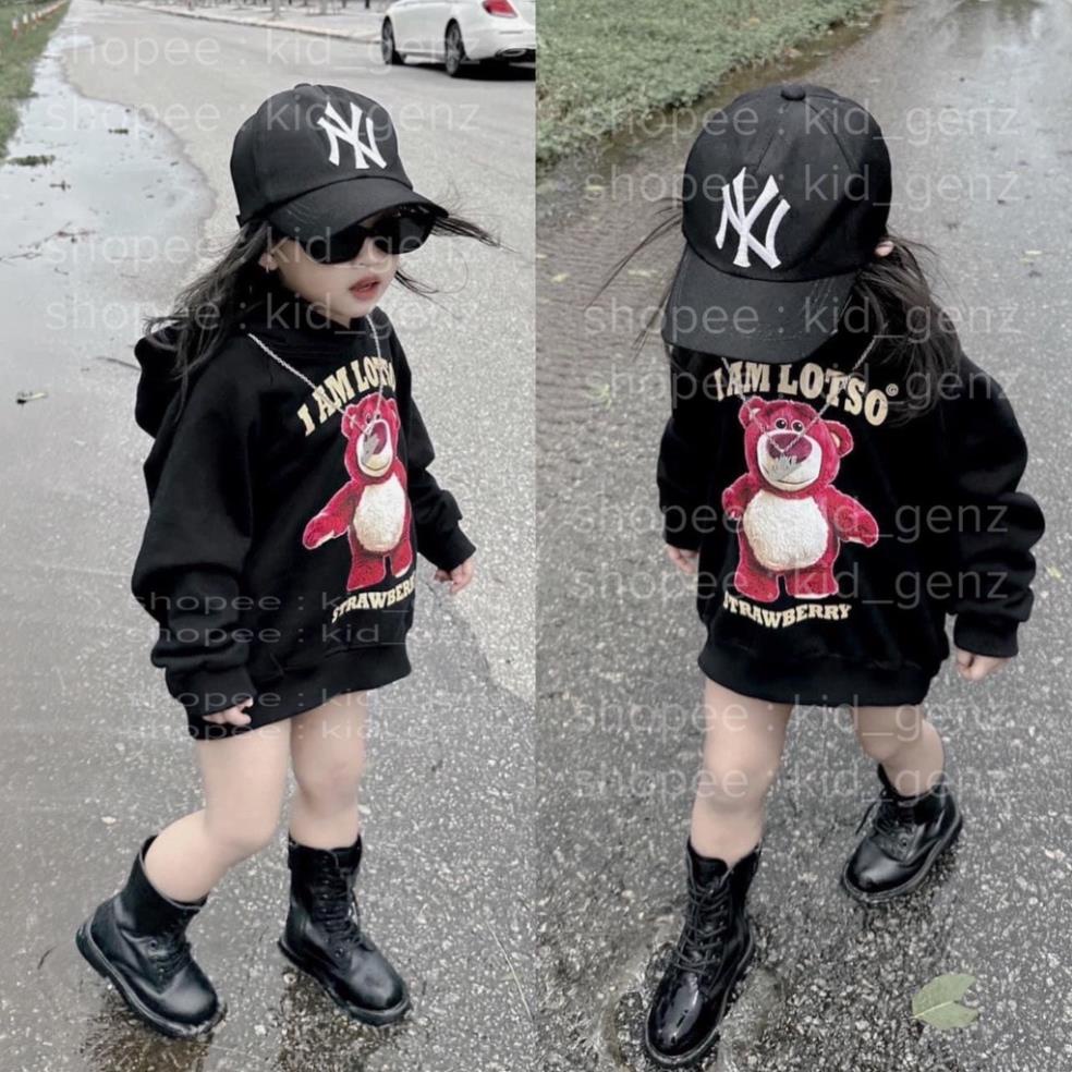 Áo nỉ có mũ Gấu dâu hồng cho bé , áo hoodie trẻ em unisex , TP KIDs