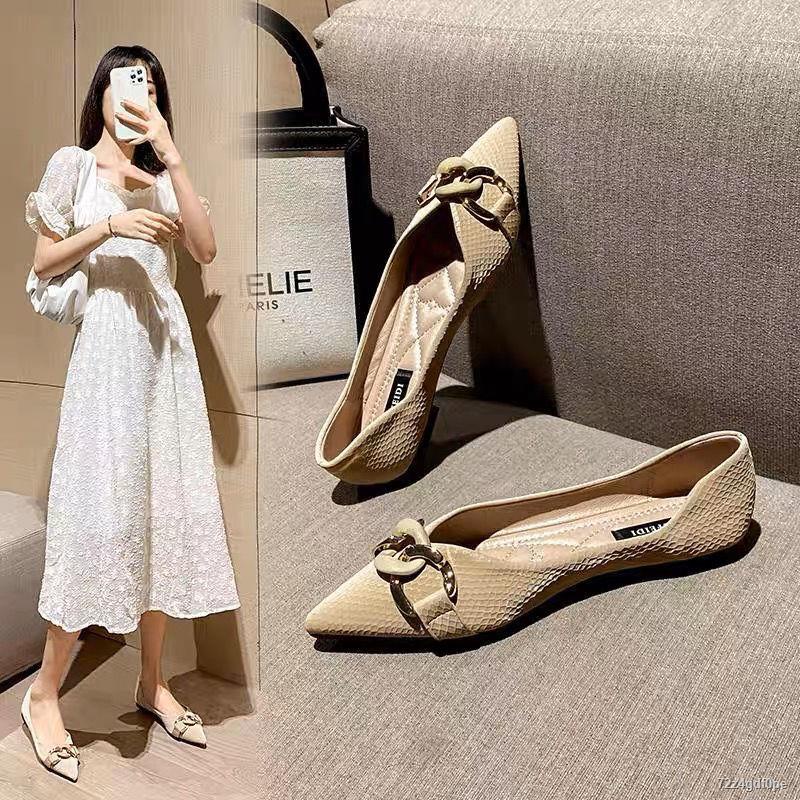 Phiên bản Hàn Quốc giày mũi nhọn đêm khuya phong cách giày bệt cỡ lớn giày nữ miệng nông Giày đậu Hà Lan👍HÀNG CÓ SẴN💋