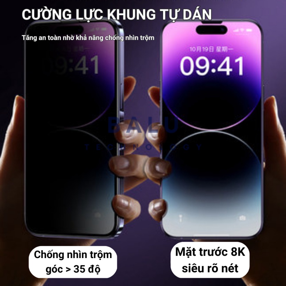 KÍNH CƯỜNG LỰC IP TỰ DÁN CHỐNG NHÌN TRỘM FULL MÀN -TRONG SUỐT- HẠN CHẾ BÁM VÂN TAY balu Tahi_shop
