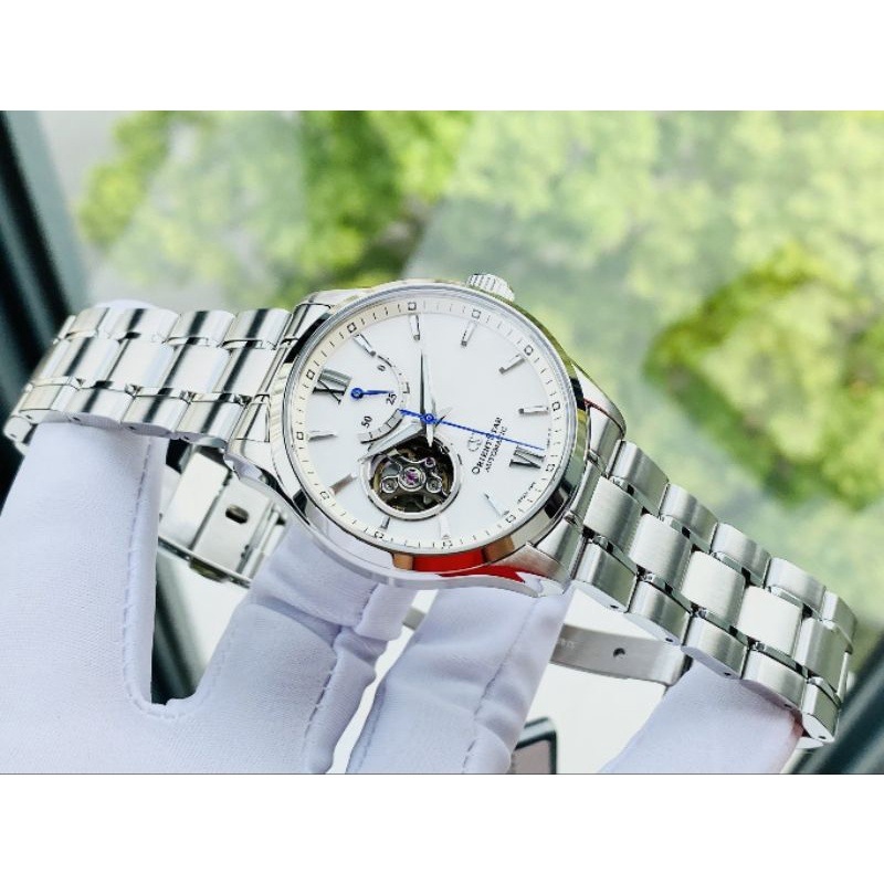 Đồng hồ nam cao cấp Orient lộ cơ máy Thụy Sĩ size 39mm dây thép mặt khảm trai bảo hành 2 năm