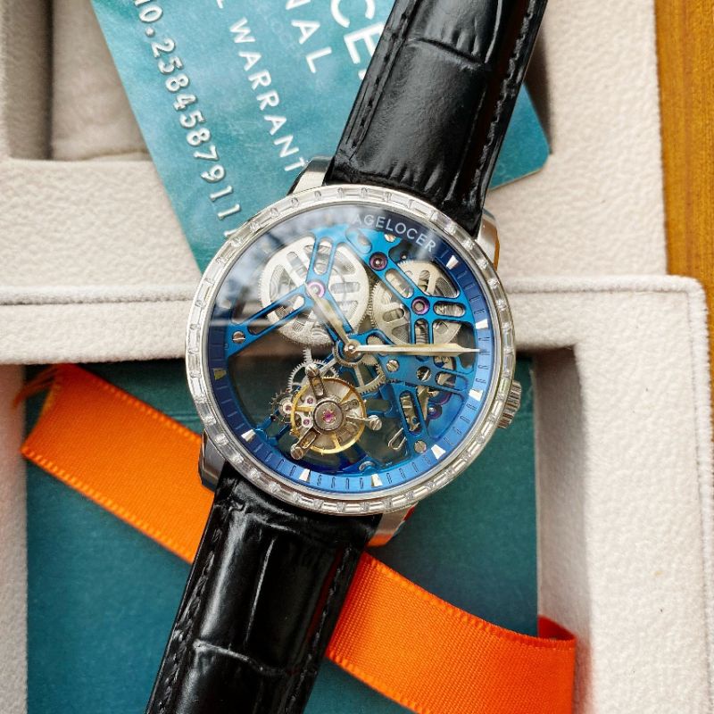 Đồng hồ nam cao cấp Agelocer lộ cơ máy Thụy Sĩ size 40mm dây da bảo hành 2 năm