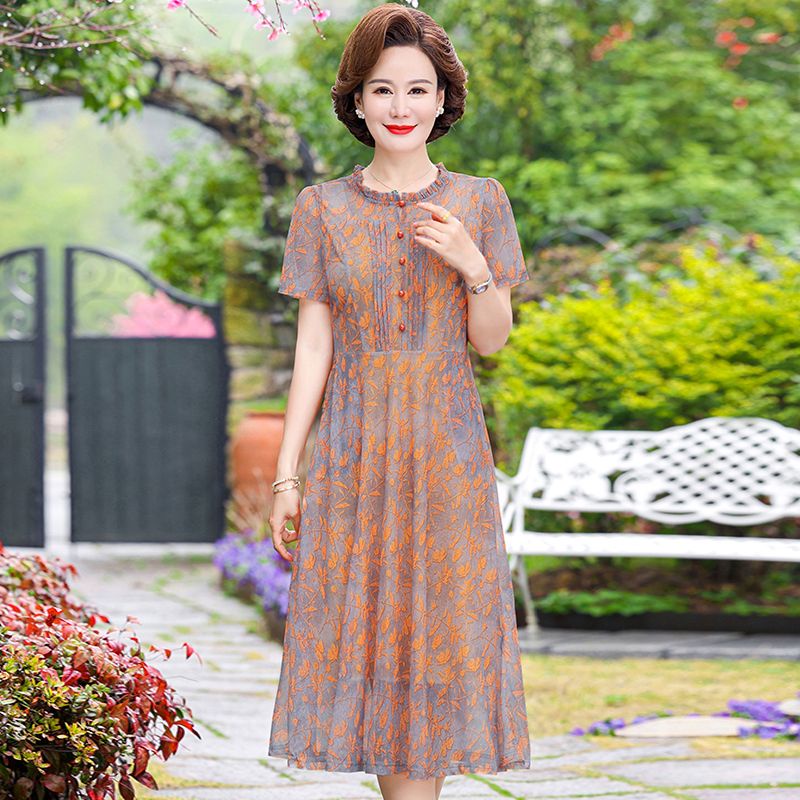 Mẹ mặc váy dài giữa mùa hè, quần áo phụ nữ trung niên 40-50 tuổi