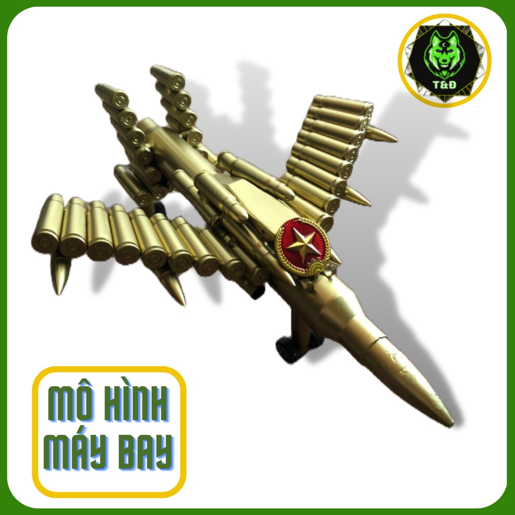 mô hình máy bay bằng vỏ đạn, hướng dẫn cách làm, mẫu máy bay làm bằng vỏ đạn quà lưu niệm TĐ ARMY đà nẵng dài 30cm,1,5kg
